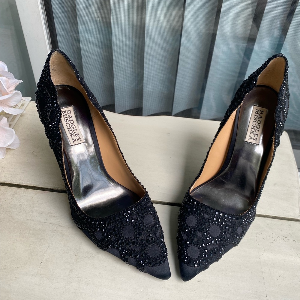Black and sequin black tie attire shoes
